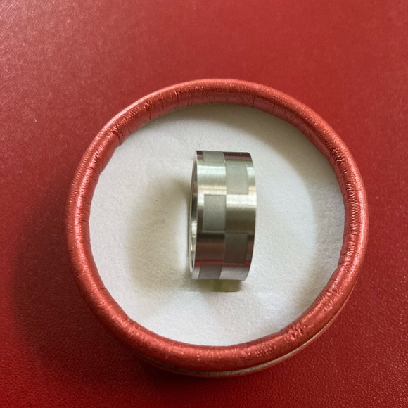 COPY - Stainless steel band. Satin matte & polished checkerboard pattern. Size … - Picture 4 of 5